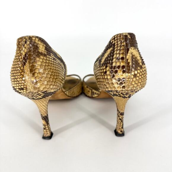 Manolo Blahnik Snakeskin Peep Toe D'Orsay Pumps Size 38 - Picture 5 of 10